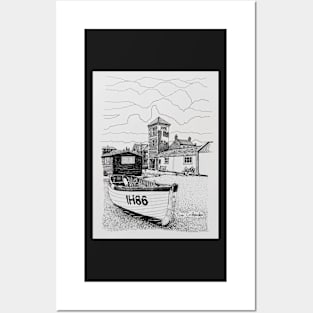 Aldeburgh Beach Ink Sketch Posters and Art